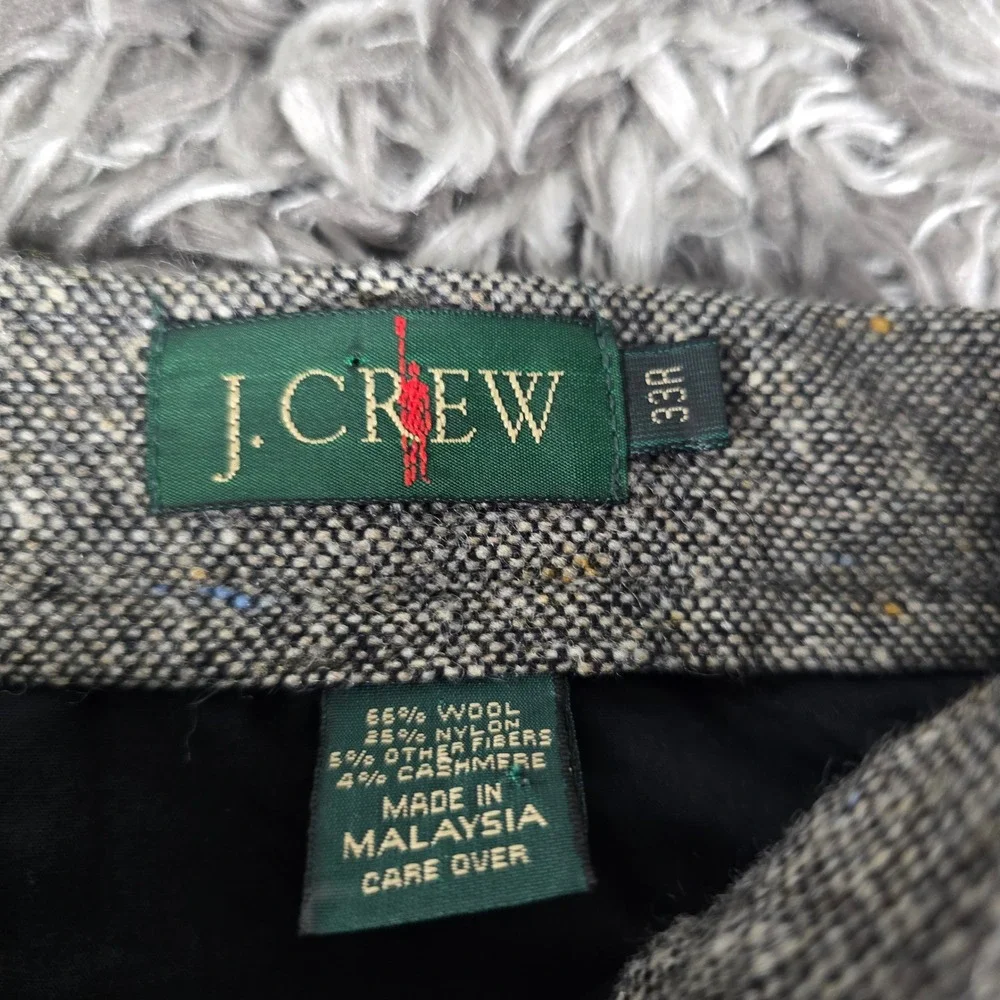 J.Crew Mens 33R Gray Donegal Tweed Wool Cashmere Blend Straight Leg Dress Pants